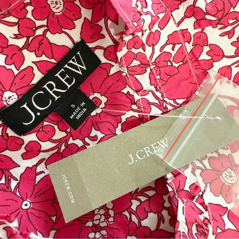 J. Crew Floral Popover Blouse Blushing Meadow Sz S NWT